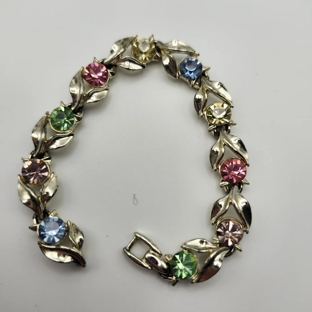 Gold Bracelet with Multi-Color Gemstones